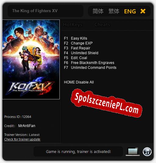 Treinador liberado para The King of Fighters XV [v1.0.6]