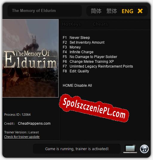 The Memory of Eldurim: Cheats, Trainer +8 [CheatHappens.com]