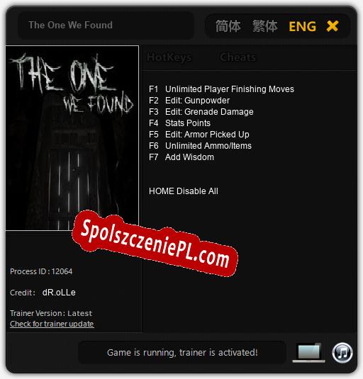 Treinador liberado para The One We Found [v1.0.5]