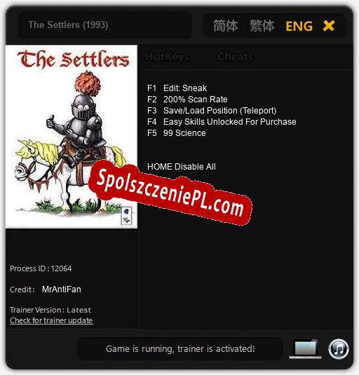 The Settlers (1993): Treinador (V1.0.92)