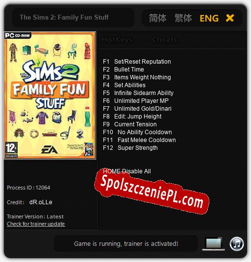 The Sims 2: Family Fun Stuff: Trainer +12 [v1.8]