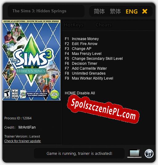 The Sims 3: Hidden Springs: Trainer +9 [v1.8]