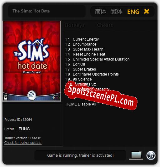 Treinador liberado para The Sims: Hot Date [v1.0.3]