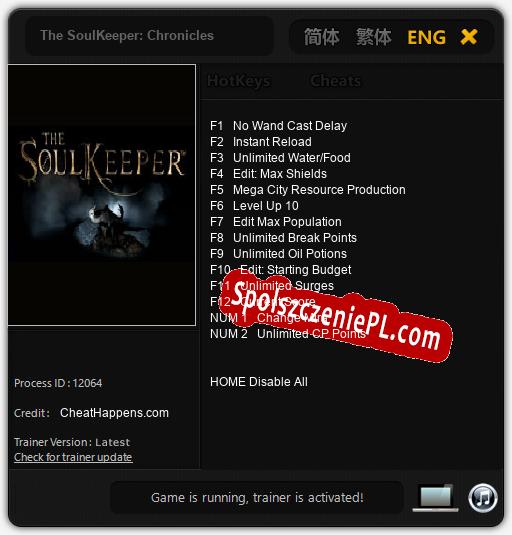 The SoulKeeper: Chronicles: Cheats, Trainer +14 [CheatHappens.com]