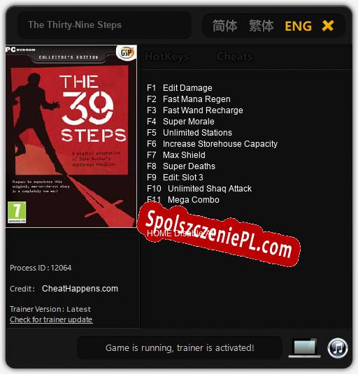 The Thirty-Nine Steps: Cheats, Trainer +11 [CheatHappens.com]