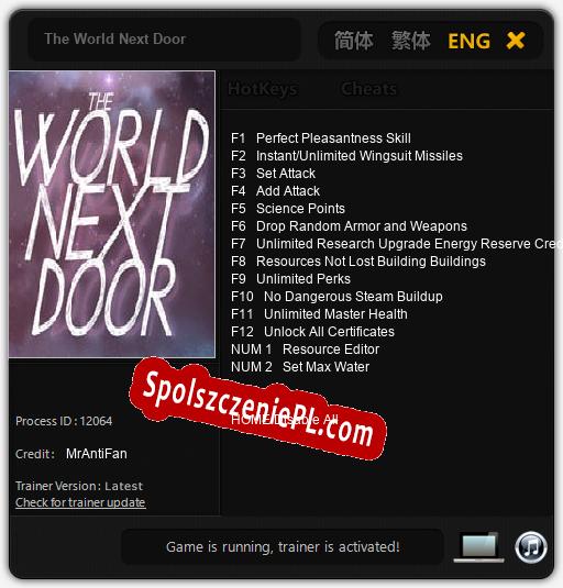 The World Next Door: Cheats, Trainer +14 [MrAntiFan]