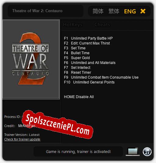 Theatre of War 2: Centauro: Cheats, Trainer +10 [MrAntiFan]