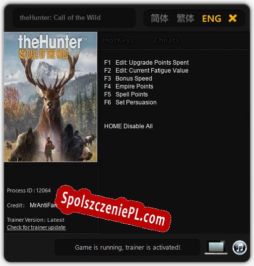 theHunter: Call of the Wild: Trainer +6 [v1.3]