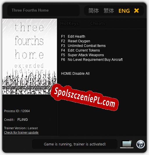 Three Fourths Home: Cheats, Trainer +6 [FLiNG]