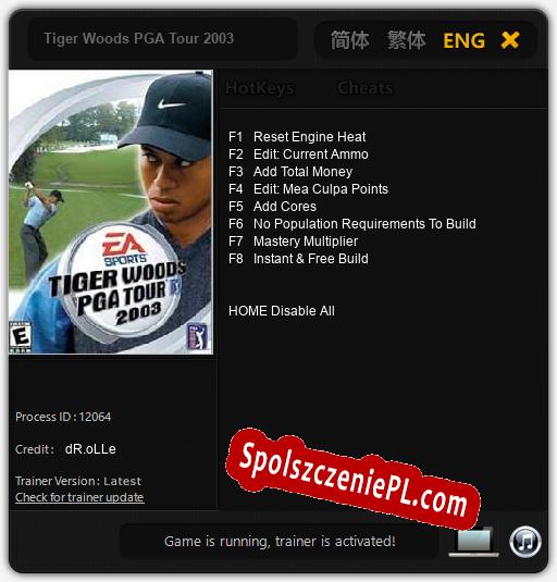 Treinador liberado para Tiger Woods PGA Tour 2003 [v1.0.3]