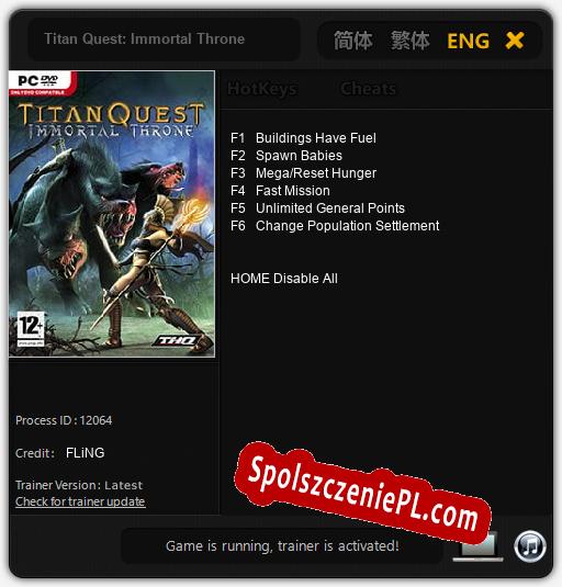 Titan Quest: Immortal Throne: Cheats, Trainer +6 [FLiNG]