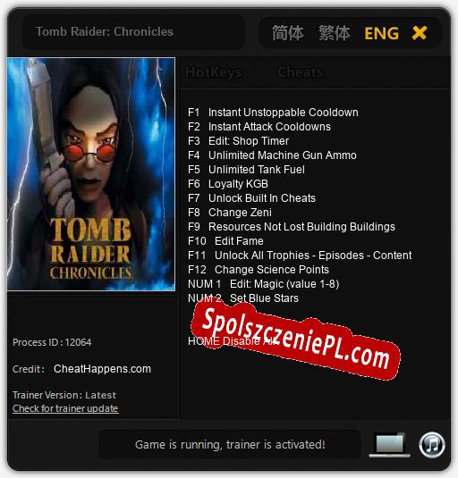 Tomb Raider: Chronicles: Trainer +14 [v1.7]