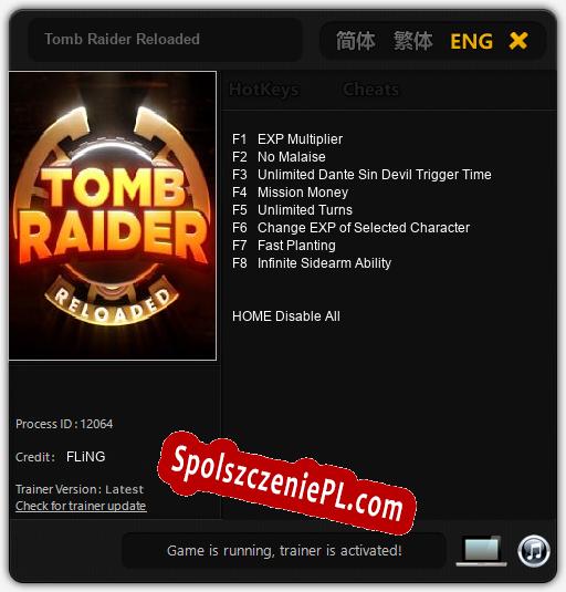 Tomb Raider Reloaded: Cheats, Trainer +8 [FLiNG]