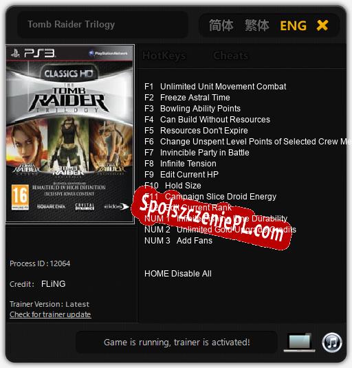 Tomb Raider Trilogy: Cheats, Trainer +15 [FLiNG]