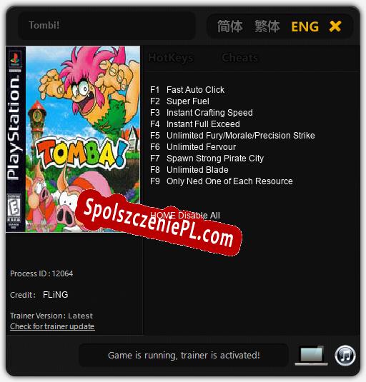 Tombi!: Cheats, Trainer +9 [FLiNG]