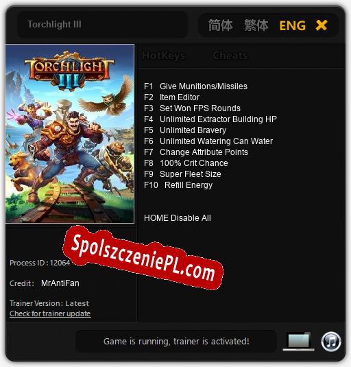 Torchlight III: Cheats, Trainer +10 [MrAntiFan]