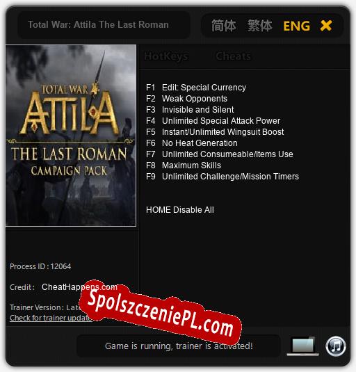 Total War: Attila The Last Roman: Cheats, Trainer +9 [CheatHappens.com]