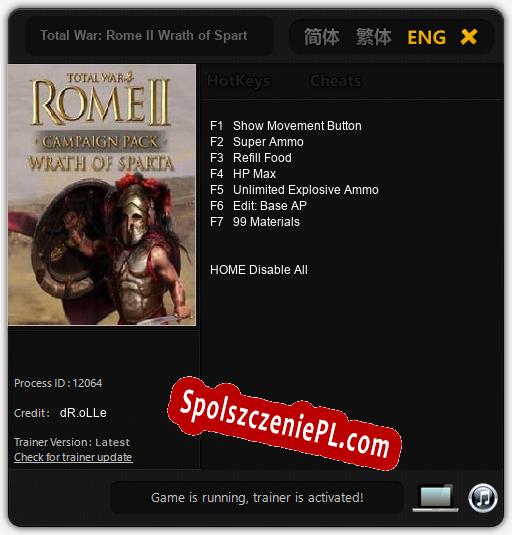 Total War: Rome II Wrath of Sparta: Trainer +7 [v1.5]