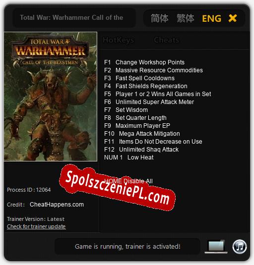 Total War: Warhammer Call of the Beastmen: Treinador (V1.0.88)