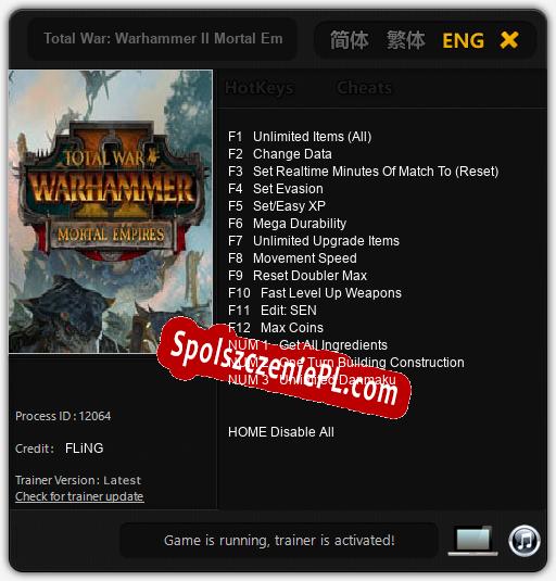 Total War: Warhammer II Mortal Empires: Trainer +15 [v1.5]