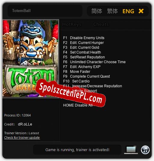 TotemBall: Trainer +12 [v1.7]