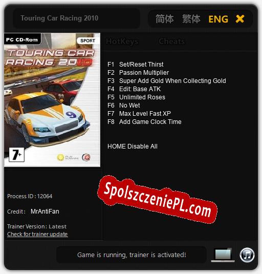 Treinador liberado para Touring Car Racing 2010 [v1.0.7]