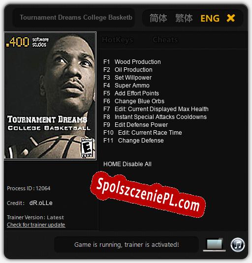 Tournament Dreams College Basketball: Cheats, Trainer +11 [dR.oLLe]