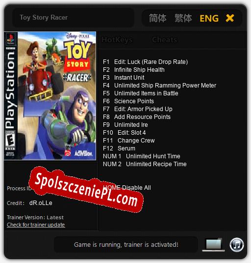 Treinador liberado para Toy Story Racer [v1.0.3]