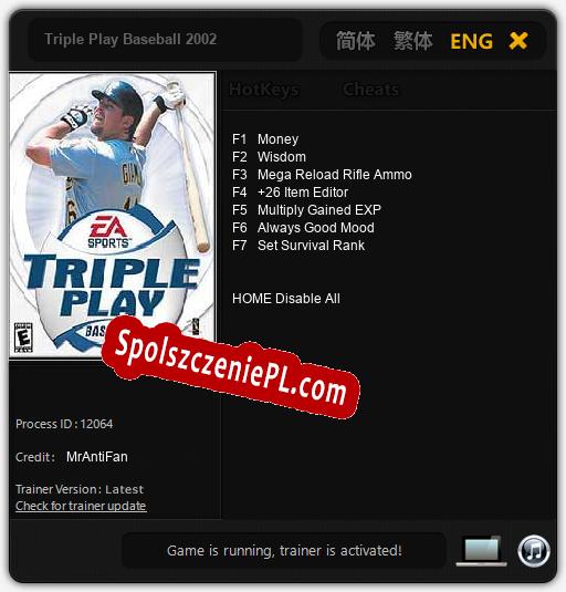 Triple Play Baseball 2002: Cheats, Trainer +7 [MrAntiFan]