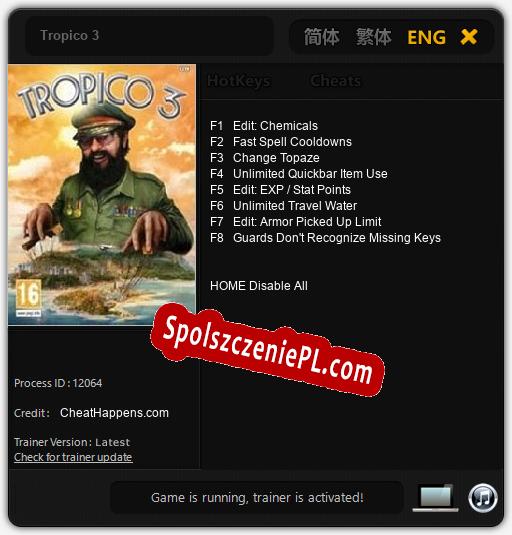 Tropico 3: Trainer +8 [v1.5]