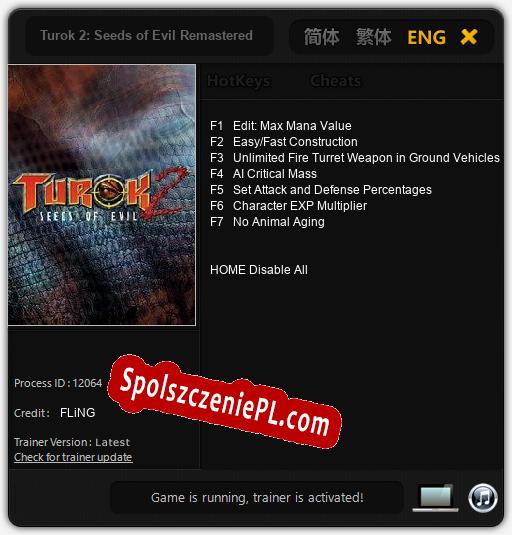 Turok 2: Seeds of Evil Remastered: Cheats, Trainer +7 [FLiNG]