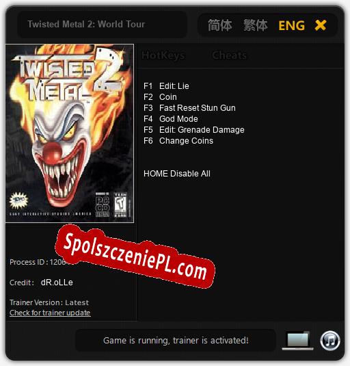 Twisted Metal 2: World Tour: Cheats, Trainer +6 [dR.oLLe]