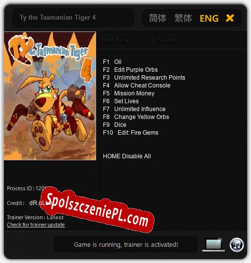 Ty the Tasmanian Tiger 4: Trainer +10 [v1.2]