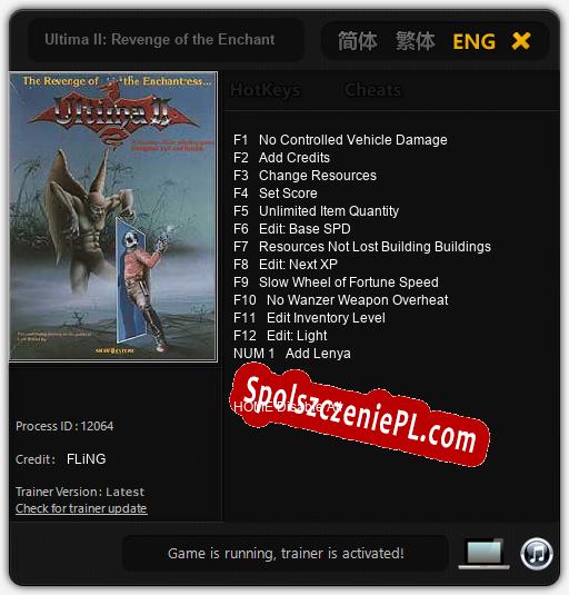 Treinador liberado para Ultima II: Revenge of the Enchantress [v1.0.1]