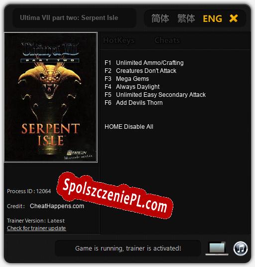 Ultima VII part two: Serpent Isle: Cheats, Trainer +6 [CheatHappens.com]