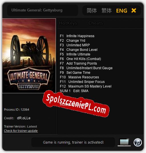 Ultimate General: Gettysburg: Cheats, Trainer +13 [dR.oLLe]