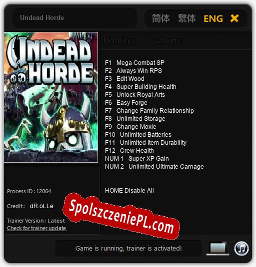 Undead Horde: Cheats, Trainer +14 [dR.oLLe]