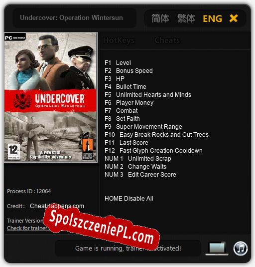 Undercover: Operation Wintersun: Cheats, Trainer +15 [CheatHappens.com]