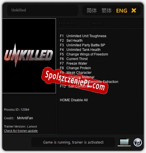 Unkilled: Cheats, Trainer +12 [MrAntiFan]