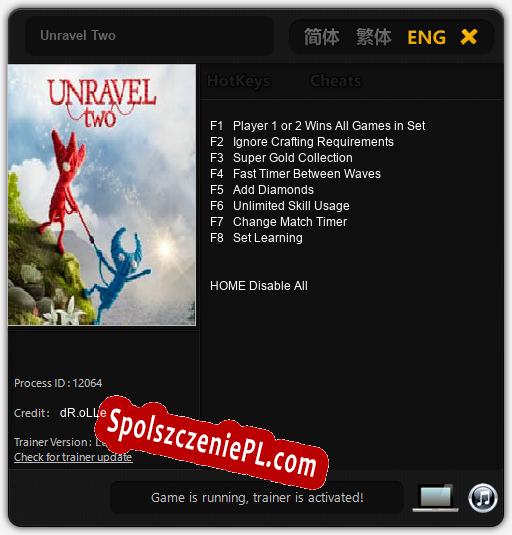 Unravel Two: Trainer +8 [v1.1]