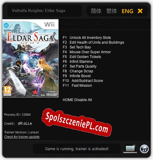 Treinador liberado para Valhalla Knights: Eldar Saga [v1.0.1]