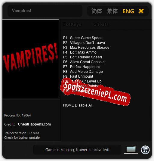 Vampires!: Cheats, Trainer +12 [CheatHappens.com]