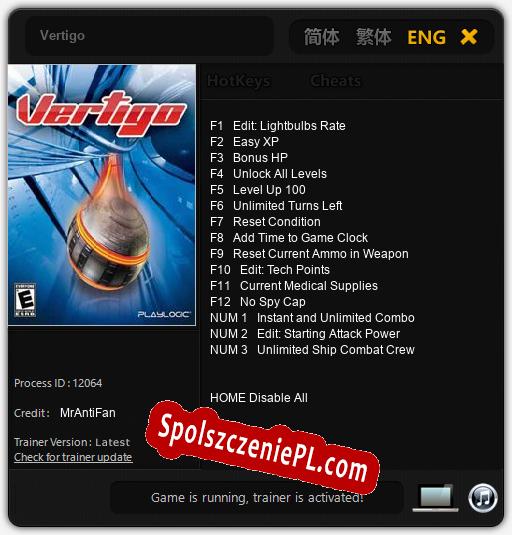 Vertigo: Cheats, Trainer +15 [MrAntiFan]