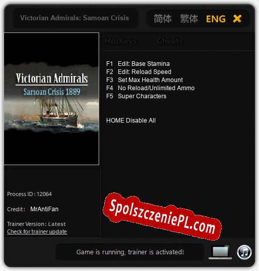 Victorian Admirals: Samoan Crisis 1889: Trainer +5 [v1.4]