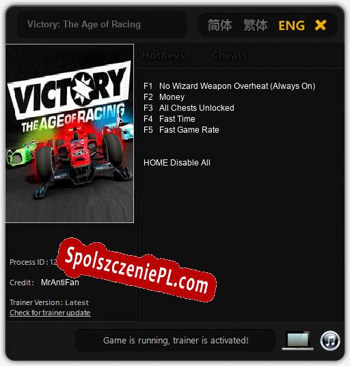 Treinador liberado para Victory: The Age of Racing [v1.0.8]