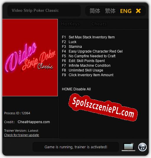 Video Strip Poker Classic: Trainer +9 [v1.9]