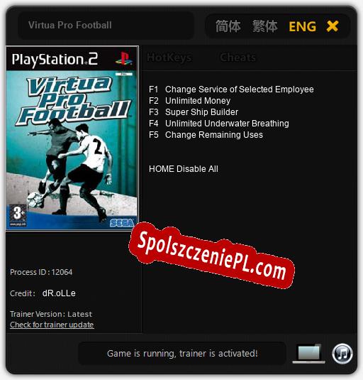 Virtua Pro Football: Cheats, Trainer +5 [dR.oLLe]