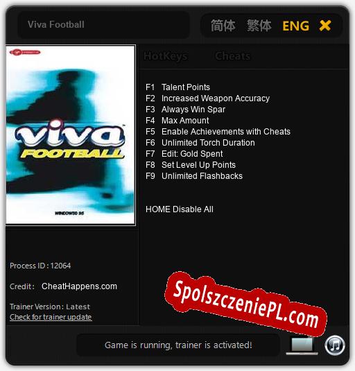 Viva Football: Cheats, Trainer +9 [CheatHappens.com]