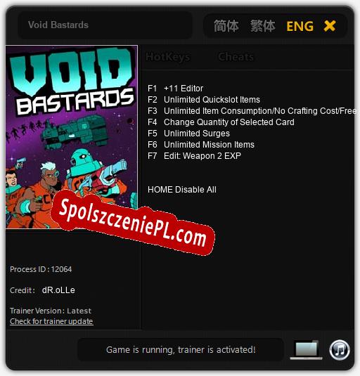 Treinador liberado para Void Bastards [v1.0.9]