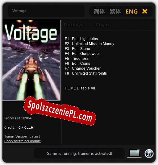 Voltage: Trainer +8 [v1.7]